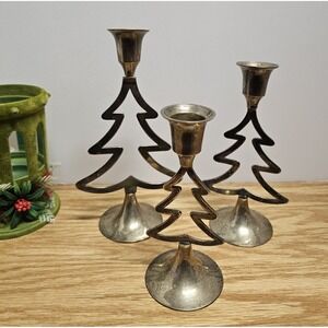 Vintage Christmas Tree International Silver Co. Candle Holders